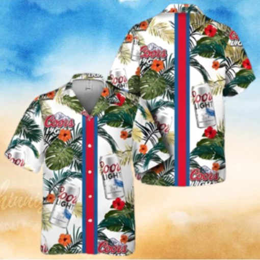 Coors Light Beer Hawaiian Shirt Tropical Foliage
