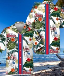 Coors Light Beer Hawaiian Shirt Tropical Foliage