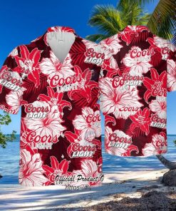 Coors Light Beer Hibiscus Pattern Beach Hawaiian Shirt