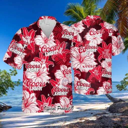 Coors Light Beer Hibiscus Pattern Beach Hawaiian Shirt