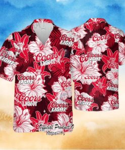 Coors Light Beer Hibiscus Pattern Beach Hawaiian Shirt