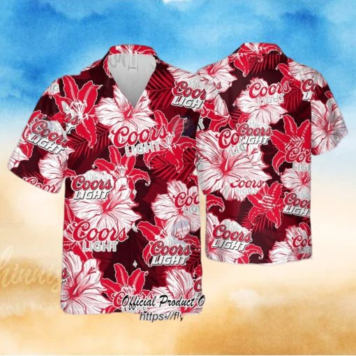 Coors Light Beer Hibiscus Pattern Beach Hawaiian Shirt