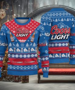 Coors Light Beer Ugly Christmas Sweater Blue Coors Banquet t