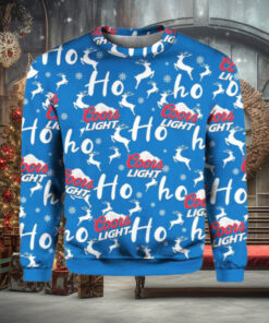 Coors Light Christmas Hohoho Reindeer Pattern Ugly Sweater