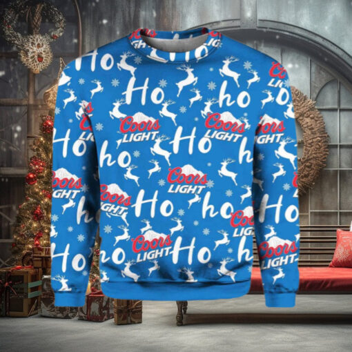 Coors Light Christmas Hohoho Reindeer Pattern Ugly Sweater