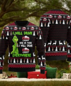 Coors Light Grinch Will Drink Everywhere Ugly Sweater