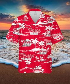 Coors Light Hawaiian Button Up Shirt Island Palm Leaves Shirt