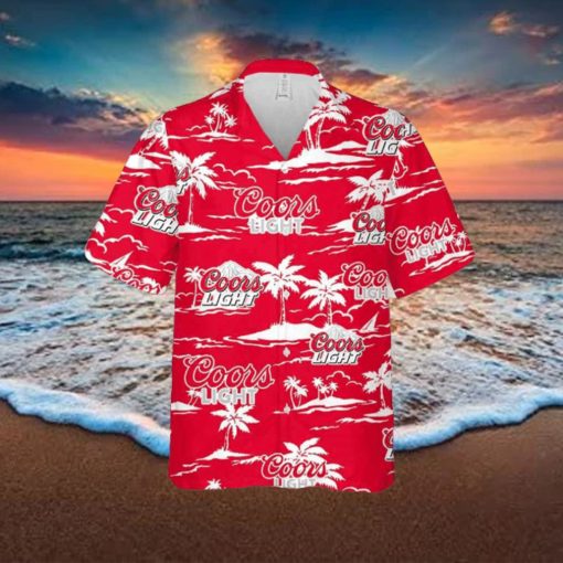 Coors Light Hawaiian Button Up Shirt Island Palm Leaves Shirt