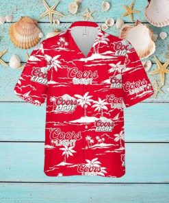 Coors Light Hawaiian Button Up Shirt Island Palm Leaves Shirt