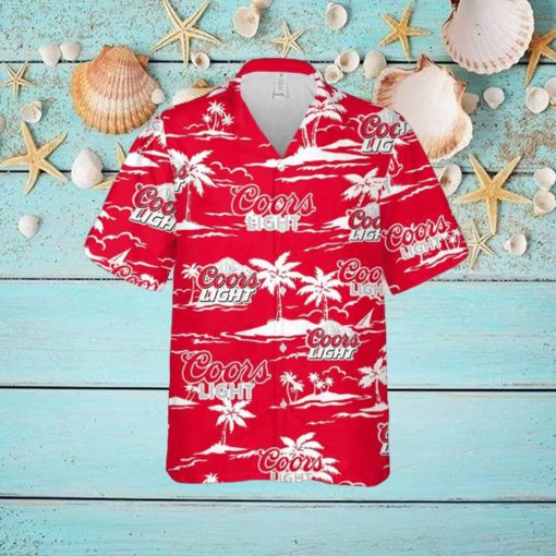 Coors Light Hawaiian Button Up Shirt Island Palm Leaves Shirt