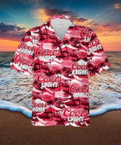 Coors Light Hawaiian Button Up Shirt Sea Island Pattern