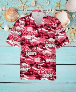 Coors Light Hawaiian Button Up Shirt Sea Island Pattern