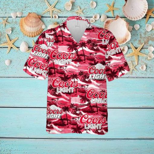 Coors Light Hawaiian Button Up Shirt Sea Island Pattern