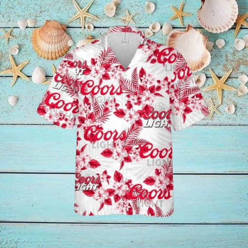 Coors Light Hawaiian Flowers Pattern Shirt Hawaiian Beer