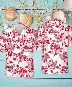 Coors Light Hawaiian Shirt Hibiscus Flower Pattern Beach Lovers Gift