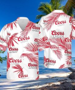 Coors Light Hawaiian Shirt Palm Leaves Pattern Gift For Beach Trip