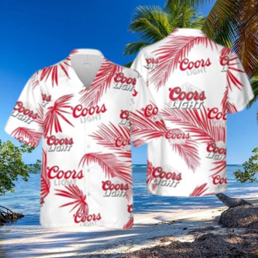 Coors Light Hawaiian Shirt Palm Leaves Pattern Gift For Beach Trip