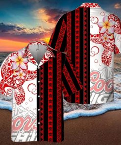 Coors Light Hawaiian Shirt Polynesian Blend Ocean Turtle