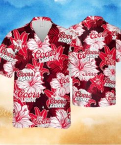 Coors Light Hawaiian Shirt Tropical Flower Pattern Practical Beach Gift