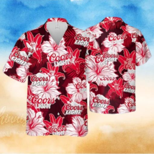 Coors Light Hawaiian Shirt Tropical Flower Pattern Practical Beach Gift