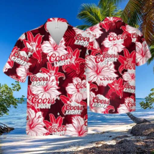 Coors Light Hawaiian Shirt Tropical Flower Pattern Practical Beach Gift