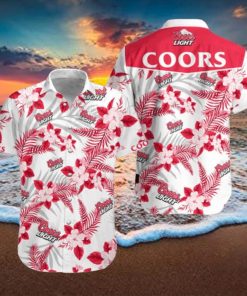 Coors Light Hawaiian Shirt Tropical Flowers All Over Print