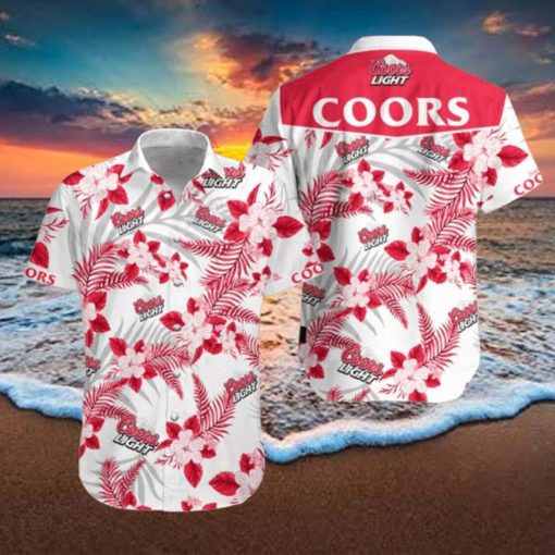 Coors Light Hawaiian Shirt Tropical Flowers All Over Print
