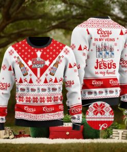 Coors Light In My Veins Jesus In My Heart 3D Printed Ugly Christmas Sweater