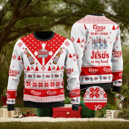 Coors Light In My Veins Jesus In My Heart 3D Printed Ugly Christmas Sweater