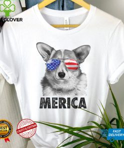 Corgi 4th of July Merica Sunglasses Men USA American Flag T Shirt