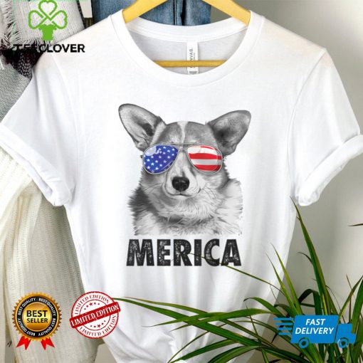 Corgi 4th of July Merica Sunglasses Men USA American Flag T Shirt