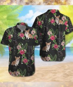 Corgi Black cat Hawaiian Shirt