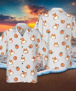 Corgi Butt And Peaches Seamless Hawaiian Shirt Aloha Casual Shirt For Men And Women