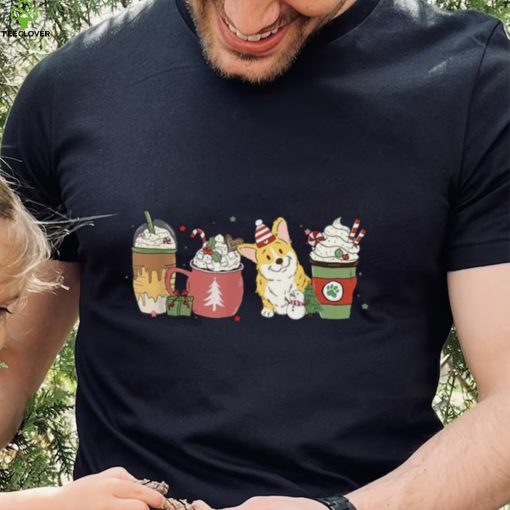 Corgi Coffee Latte Winter Christmas Dog Mom Holiday Shirt
