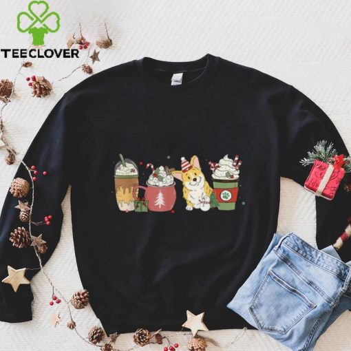 Corgi Coffee Latte Winter Christmas Dog Mom Holiday Shirt