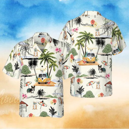 Corgi Hawaii Beach Hawaiian Shirt