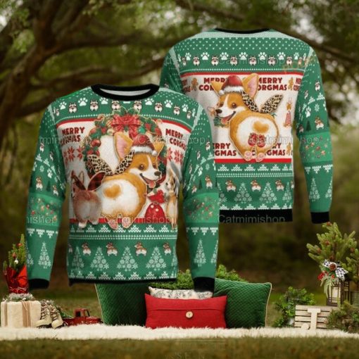 Corgi Pine Tree Pattern Funny Ugly Christmas Sweater