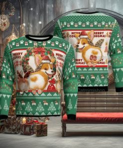 Corgi Pine Tree Pattern Funny Ugly Christmas Sweater