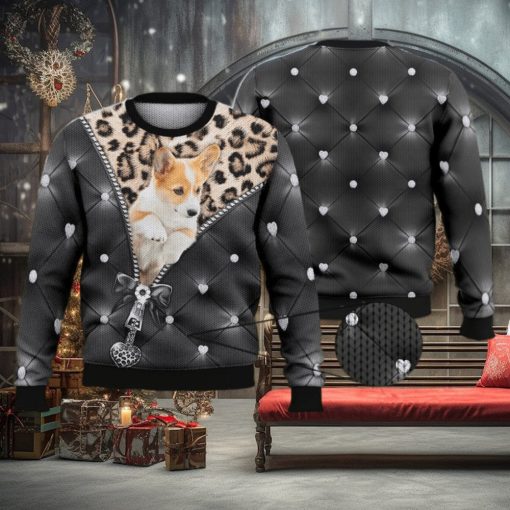 Corgi Zipper Full Print For Dog Lovers 3D Ugly Sweater Christmas Gift Sweater
