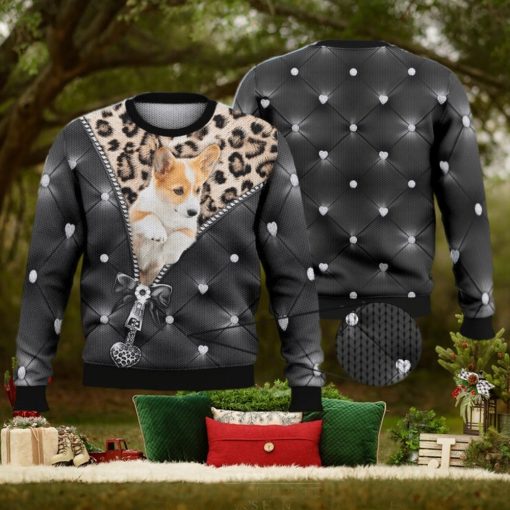 Corgi Zipper Full Print For Dog Lovers 3D Ugly Sweater Christmas Gift Sweater