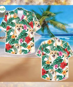 Corgi and Palm tree Hawaiian Shirt