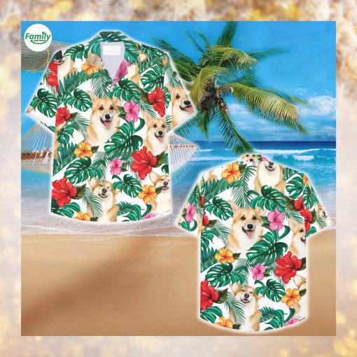 Corgi and Palm tree Hawaiian Shirt