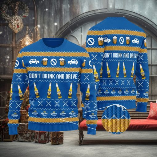 Corona Don’t Drink And Drive Blue Knitted 3D Sweater Gift For Xmas