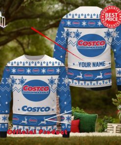 Costco Custom Name White Design Logo Snowflake Ugly Christmas Sweater