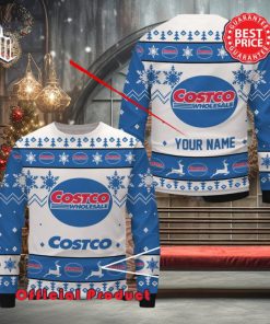 Costco Custom Name White Design Logo Snowflake Ugly Christmas Sweater