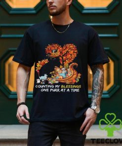 Counting My Blessings One Purr At A Time Thanksgiving Black Cat Shirt