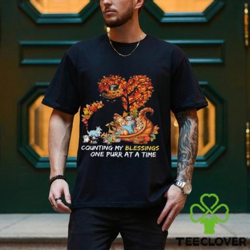 Counting My Blessings One Purr At A Time Thanksgiving Black Cat Shirt