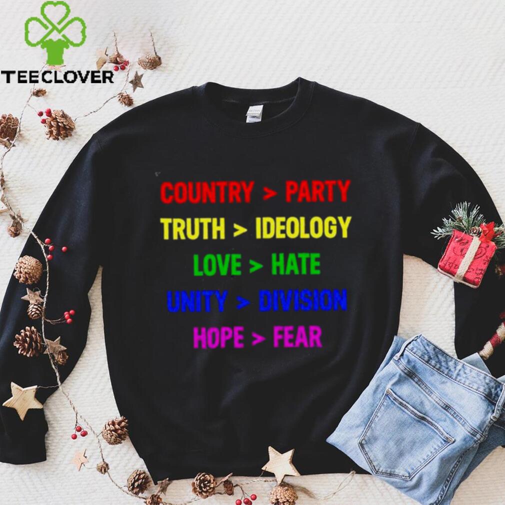 Country party truth ideology love hate unity division hope fear shirt Country party truth ideology love hate unity division hope fear shirt