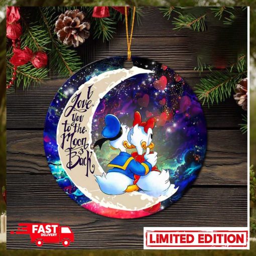 Couple Cute Duck Couple Love You To The Moon Galaxy Perfect Gift For Holiday Ornament