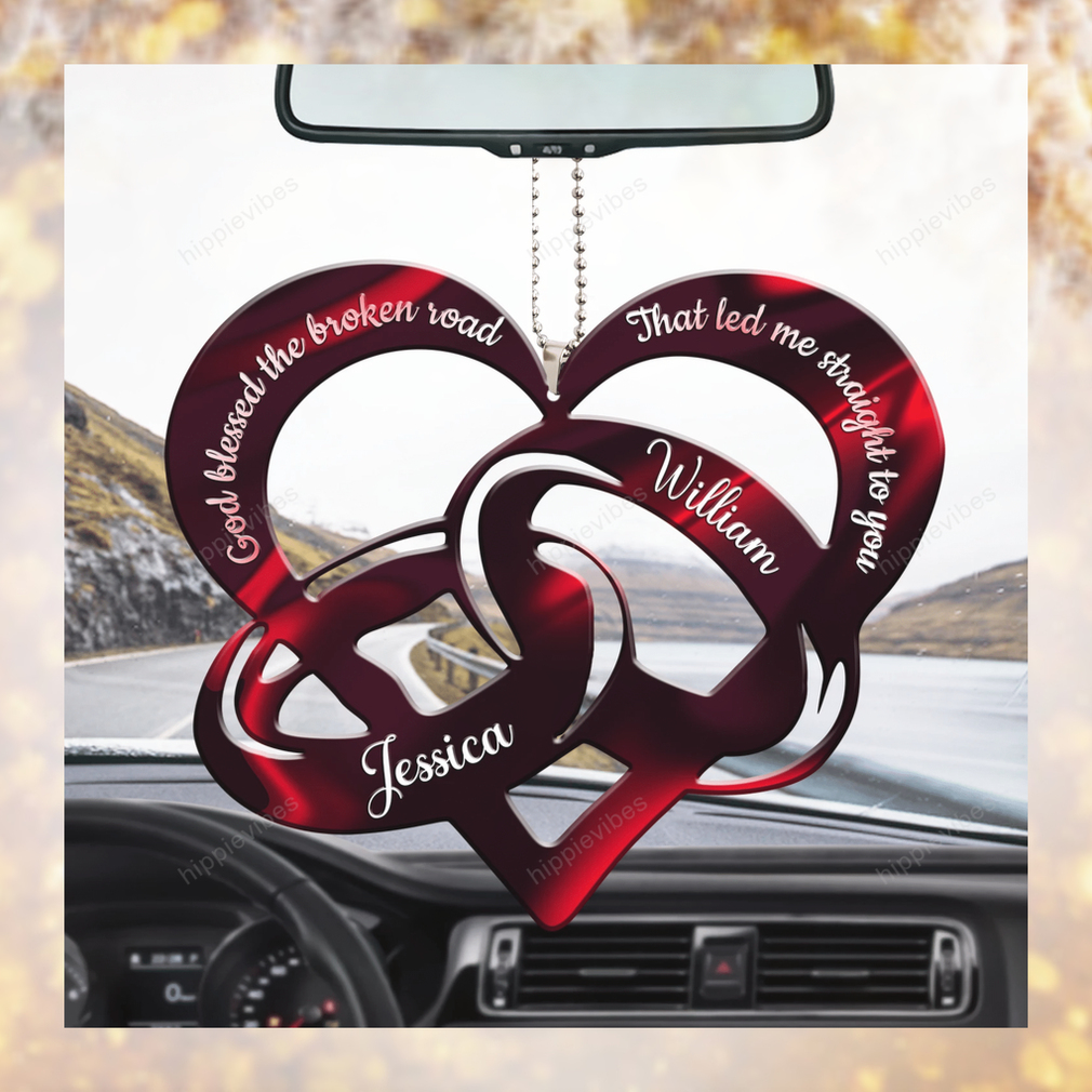 Couple Rings God Blessed Personalized Car Hanging Ornament